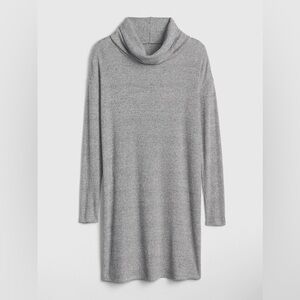 Gap Gray Ribbed Cowl Neck Sweater Dress Long Sleeve Casual Knit Dress Size Small